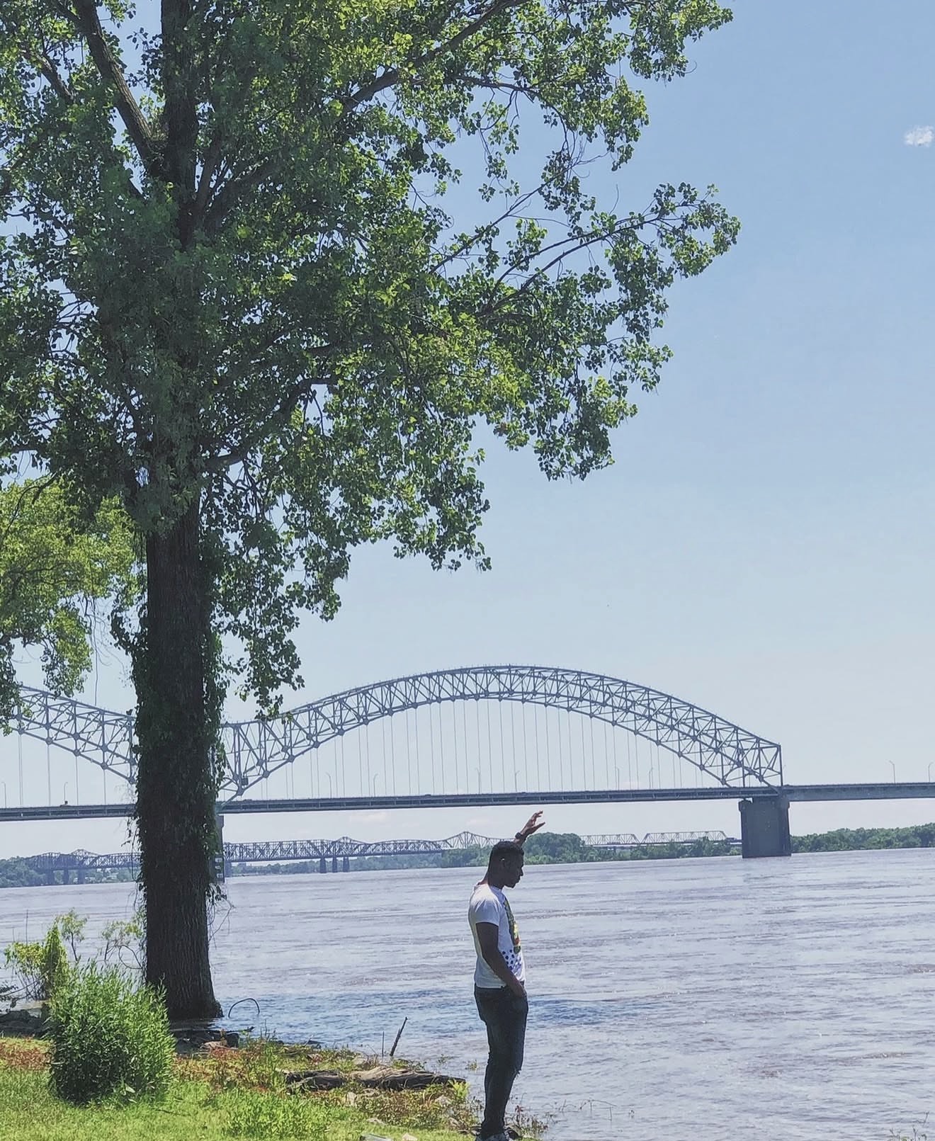 Devante Hill by the Mississippi River in Memphis