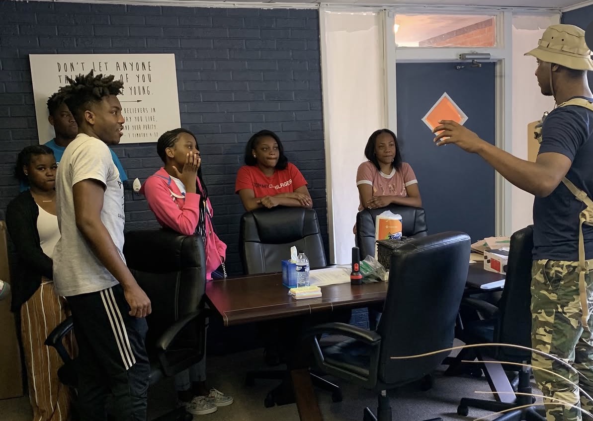 Devante Hill leading a youth mentorship session